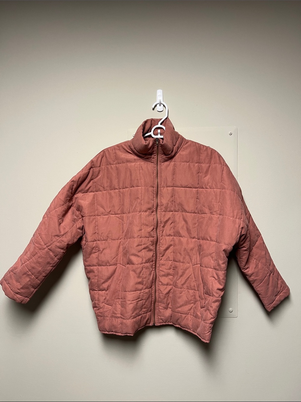 Jodifl Muted Pink Zip Up Dolman Quilted Jacket